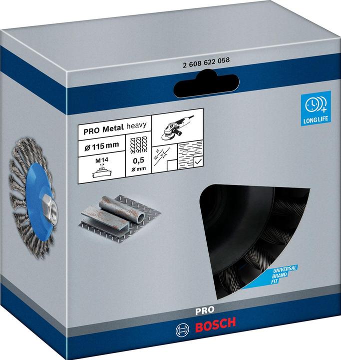 Produktbild Bosch Professional Zubehör PRO Metal heavy Kegelbürste, 115 x 0,5 mm, Gewinde
