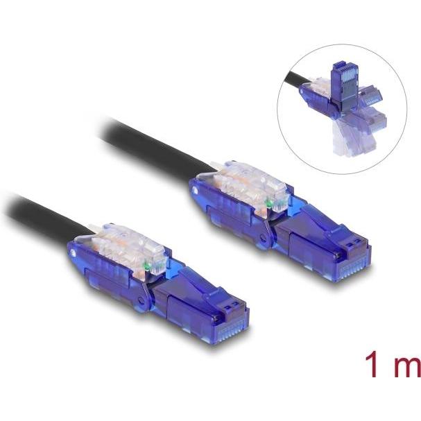 Delock RJ45 Netzwerkkabel Cat.6 UTP mit 180° winkelbaren Ste (U/UTP, CAT6, 1 m), Netzwerkkabel