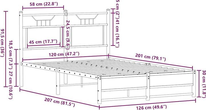 Image du produit vidaXL Bettgestell (120 x 200 cm)