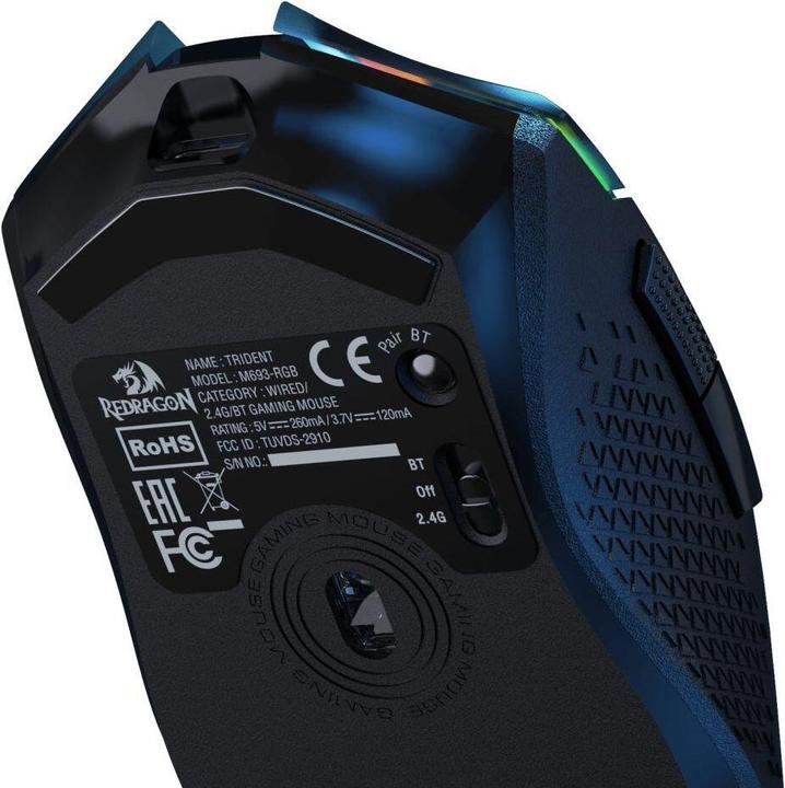 Produktbild Redragon Trident Wireless Bluetooth & Wired Gaming Mouse Black RGB Lighting (Kabelgebunden, Kabellos)