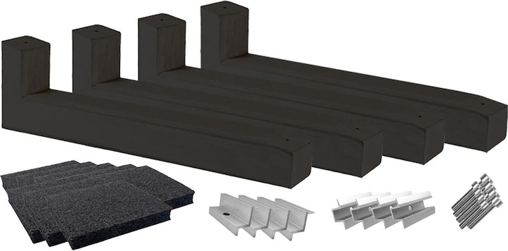 Produktbild Wattstone PV-Aufständerung Flachdach für 3 Solarmodule 10° Betonsockel schwarze Bautenschutzmatte (Solaranlage Montagematerial)
