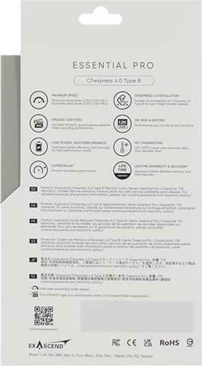 Actual product image Exascend CFexpress 4.0 Type B Essential Pro Series 2TB (2000 GB, CFexpress type B)