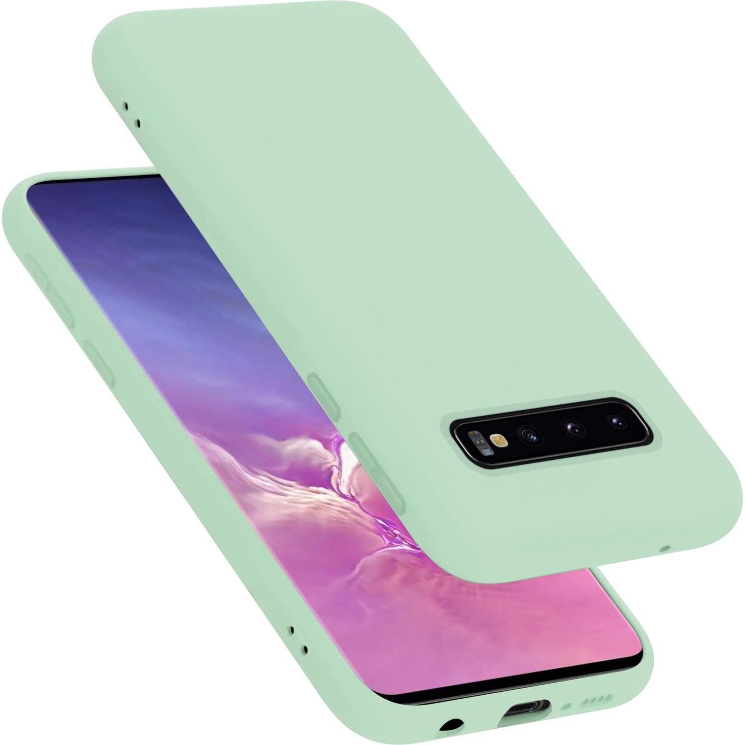 Cadorabo TPU Liquid Silicone Case Cover (Samsung Galaxy S10), Smartphone Hülle, Grün