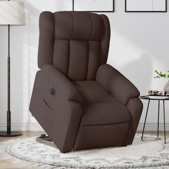 Actual product image vidaXL Recliner with stand-up aid Electric TV armchair Dark brown fabric