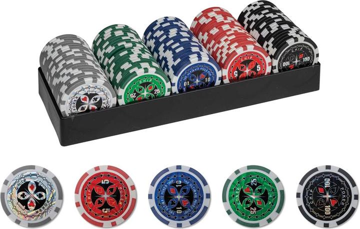 Philos 100 Pokerchips mit Kunststoff-Halter (Francese, Inglese, Italiano, Tedesco, 2 - 6 Giocatori)