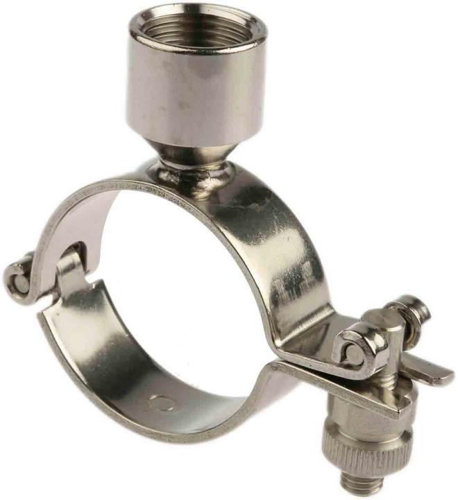 Actual product image RS PRO Stainless steel pipe clamp with hinge 2inch, mounting hole 2inch