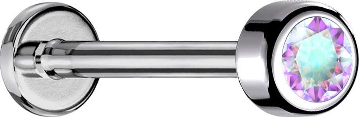 Image du produit Star Piercing Micro Labret femelle argenté cylindre avec cristal multicolore (sans laiton, Titane)