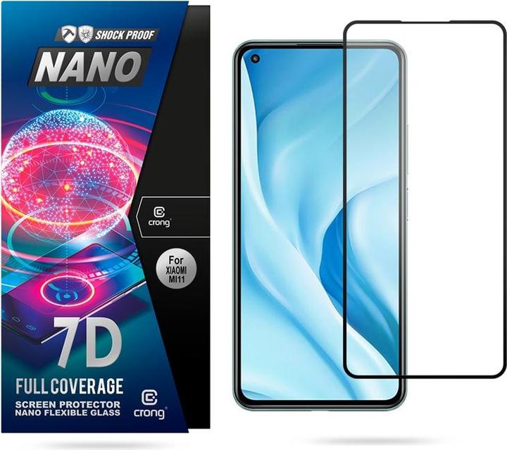 Actual product image Crong 7D Nano Flexible Glass - Unbreakable 9H hybrid glass for the entire screen of the Xiaomi Mi 11 (1 Piece, Xiaomi Mi 11 Lite)