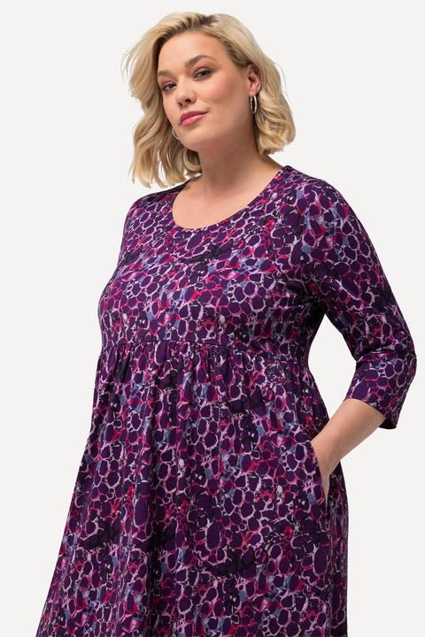 Produktbild Ulla Popken Jerseykleid, bedruckt, A-Linie, Rundhals, 3/4-Arm, Taschen (50, 52)