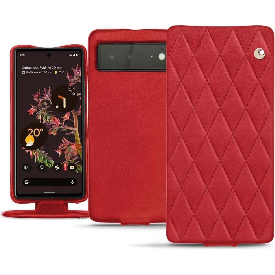 Noreve Lederschutzhülle vertikal (Google Pixel 6), Smartphone Hülle, Rot