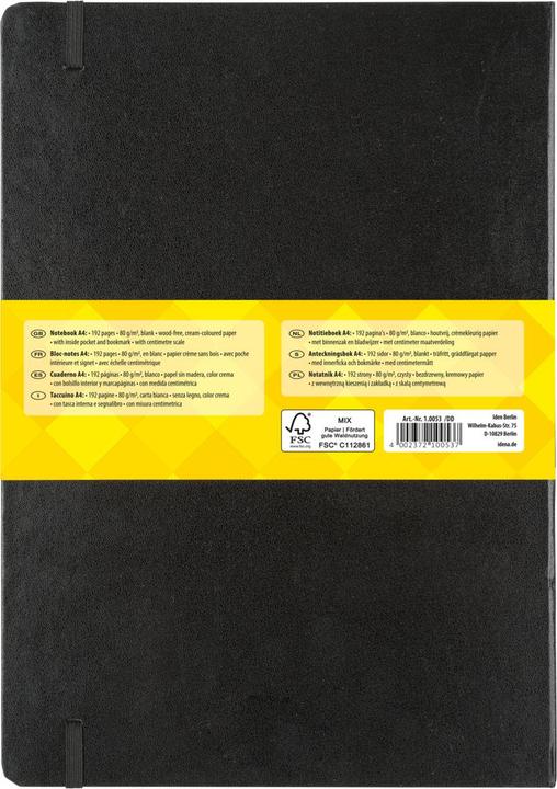 Produktbild Idena Notizbuch A4 blanko schwarz FSC-Mix (A4, Blanko, Harter Einband)