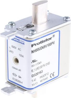 Produktbild Mersen Sicherung PROTISTOR NH00 100A uRD (100 A)