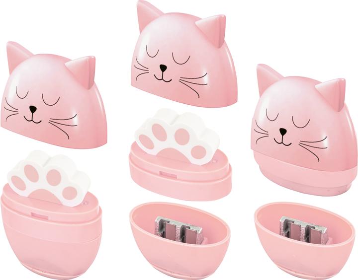Productafbeelding Roost Puntenslijper met gum 42600 Cat, 3 kleuren