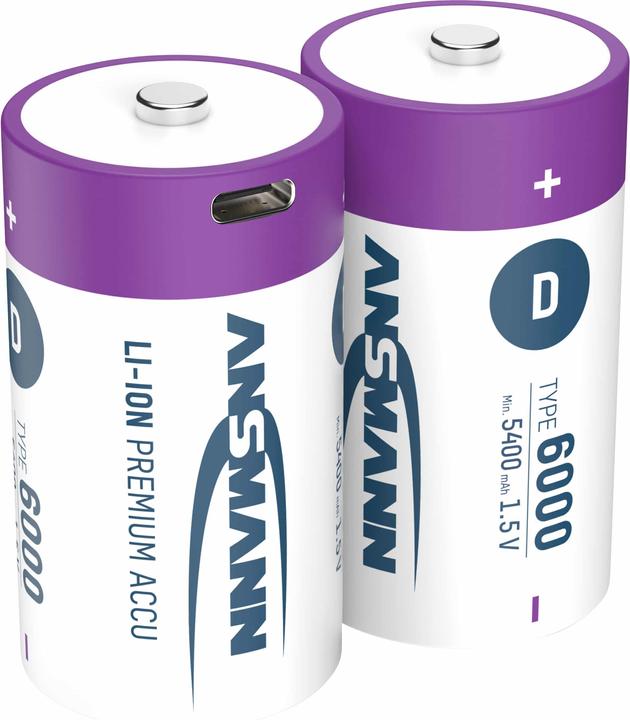 Image du produit Ansmann LR20 Pile USB-C Mono (D) Li-Ion 6000 mAh 1.5 V 2 pcs. (2 pcs, D, 6000 mAh)