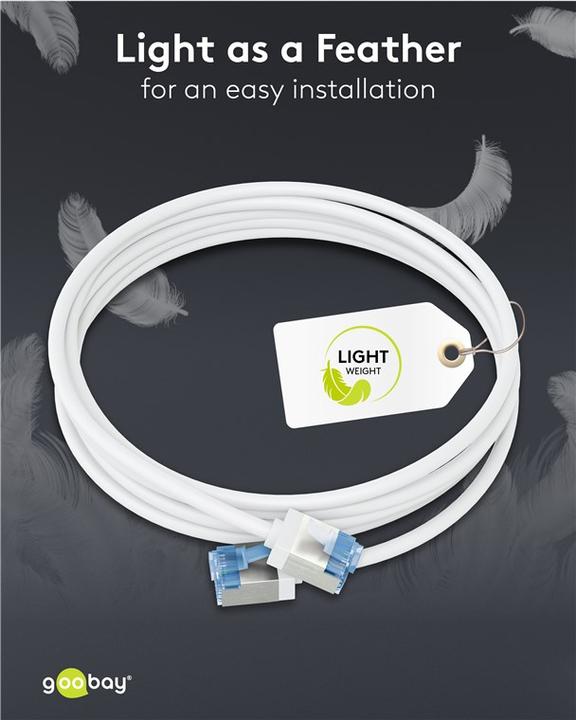 Produktbild Goobay Ultraflexibles CAT 6A Patchkabel, slim, U/FTP, weiss (U/FTP, CAT6a, 7.50 m)