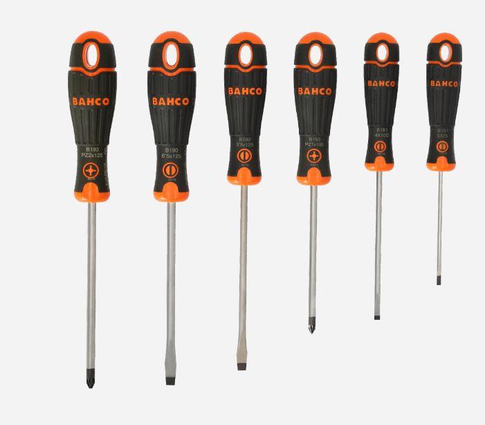 Produktbild Bahco BahcoFIT Schraubendreher-Satz für Schlitz- und Pozidriv-Schrauben mit Gummigriff - 6-teilig (Pozidriv-Kreuzschlitz (PZ))
