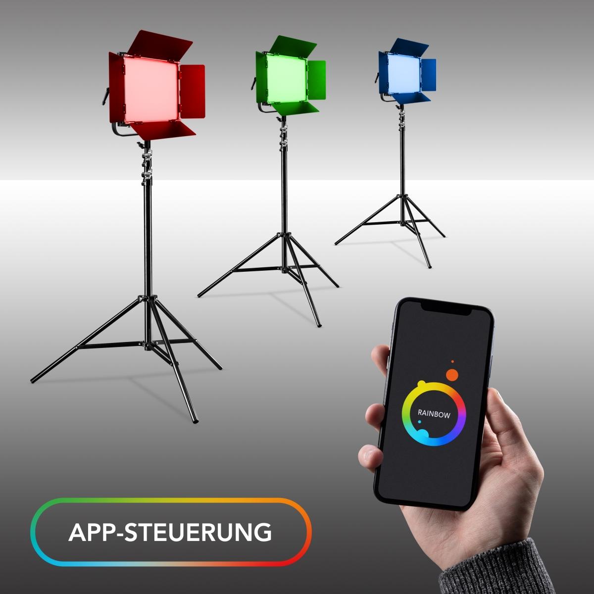 Thumbnail - Walimex pro pro 23067 LED Rainbow 100W RGBWW Set 2 (2x Rainbow 100W, 2x Lampenstativ GN-806), Dauerlicht, Silber, Schwar...