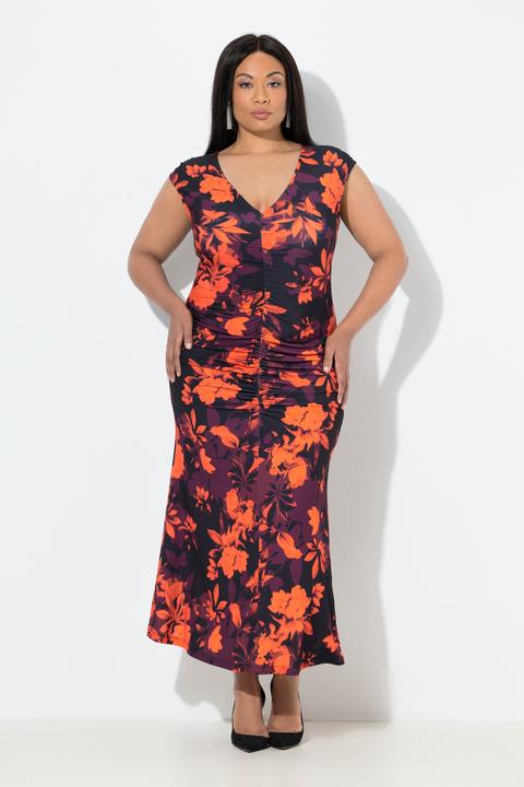 Image du produit Ulla Popken Robe maxi en jersey, coupe Slim et drapé devant (48)