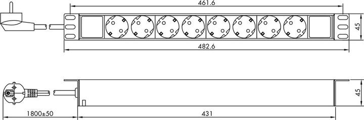 Produktbild Value 19" Steckdosenleiste (8x, CEE 7/3, CEE 7/4, Typ 13, 1.80 m)