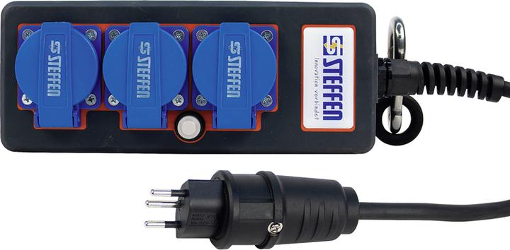 Actual product image Steffen Socket strip PROFESSIONAL 3xT13 GdV 3G1.5mm² 3m IP20 sw/bl (3 x, Type 13, 3 m)