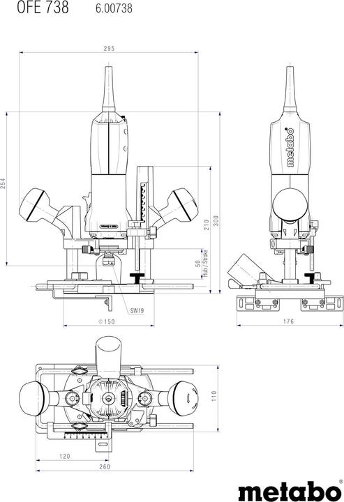 Actual product image Metabo Oberfräse OFE 738 mit Marathon-Motor