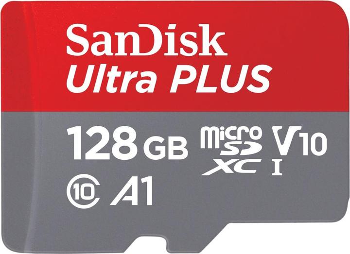 Image du produit SANDISK MicroSDXC Ultra Plus 128GB 150MB/s A1 C10 UHS-1 (128 Go, microSDXC, U1, UHS-I)