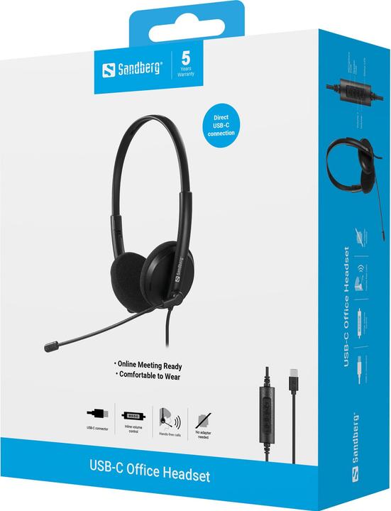 Actual product image Sandberg USB-C office headset (Cable, USB-C)