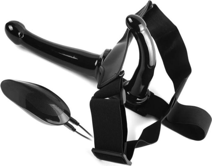 Produktbild vscnovelty Black Magic Doppel-Umschnallgurt Mit Vibration 17'8 cm Schwarz