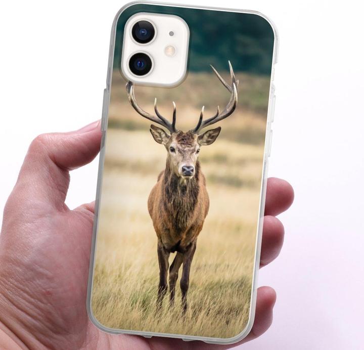 Produktbild DeinDesign Silikon Hülle für Apple iPhone 12 Handyhülle Case Smartphone Schutzhülle Hirsch Wald Wiese (Apple iPhone 12)