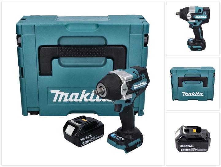 Makita DTW 700 G1J Battery impact wrench 18 V 700 Nm 1/2" XPT Brushless + 1x battery 6.0 Ah + Makpac - o (Rechargeable battery operated)