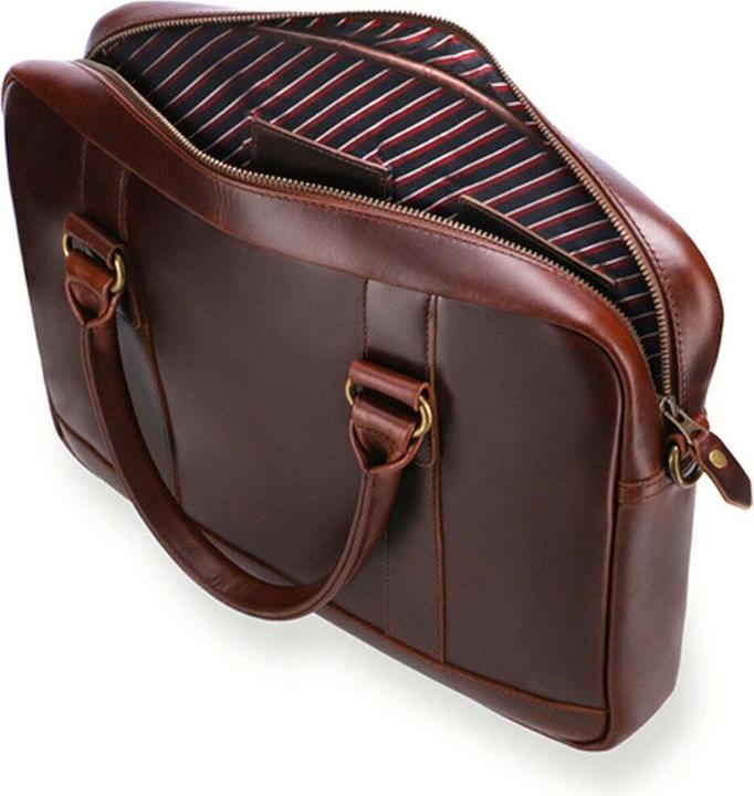 Actual product image Buckle & Seam Leather Business Briefcase Everett Brown / Stripe (13")