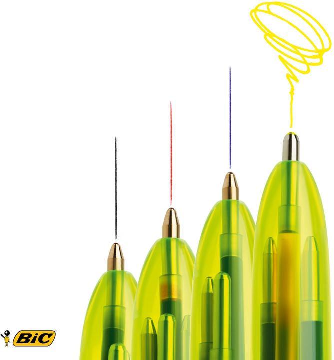 Image du produit Bic Stylo à bille Fluo 933948 4 Colours Box, 12 pièces (Vert, Noir, Rouge, Bleu, 12 x)