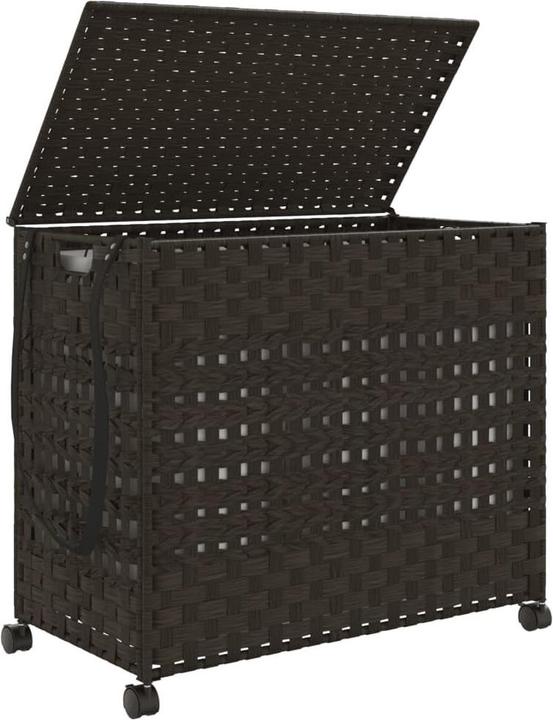 Produktbild vidaXL Wäschekorb mit Rollen Dunkelbraun 66x35x60 cm