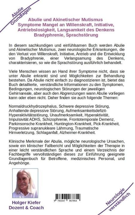 Produktbild Abulie und Akinetischer Mutismus Symptome Mangel an Willenskraft Initiative Antriebslosigkeit Langsa (Deutsch, Holger Kiefer, 2023)