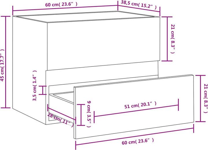 Actual product image vidaXL Vanity unit (60 x 38.5 x 45 cm)