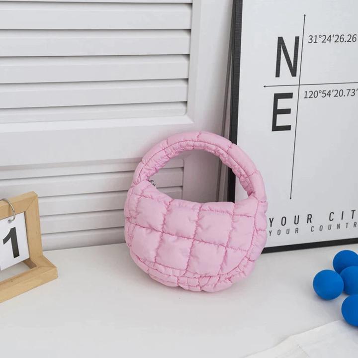 Image du produit Only-Bags.Store Mini-sac Cercle matelassé Téléphone Pourpre Élégant Violet Nylon souple Rembourré