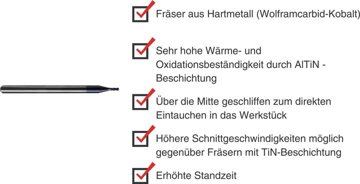 Produktbild Paulimot VHM-Schlichtfräser Ø 1,0 mm 35° mit AlTiN-Beschichtung, 4-schneidig