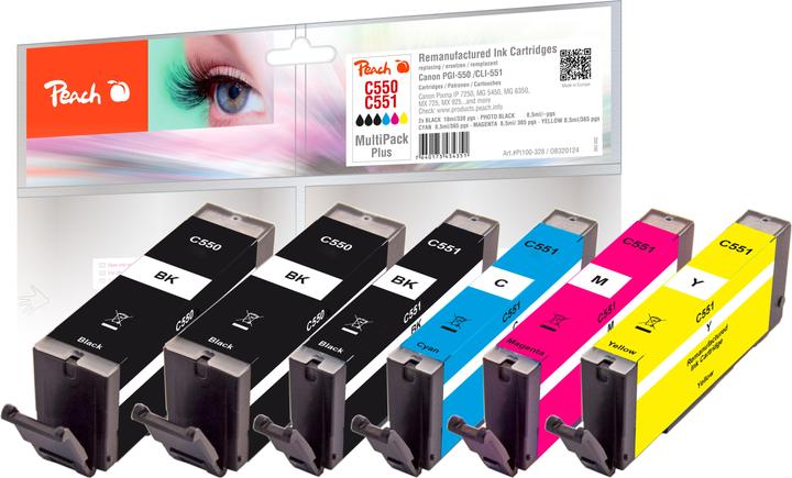 Produktbild Peach CLI-551XL/PGI-550XL (BK, C, M, PBK, Y)