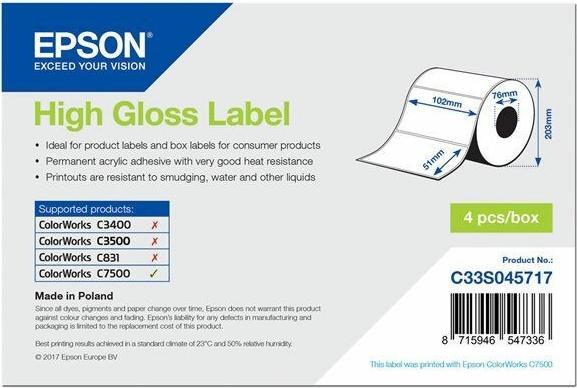 Epson HIGH GLOSS DIE-CUT 102X51MM (102 mm)