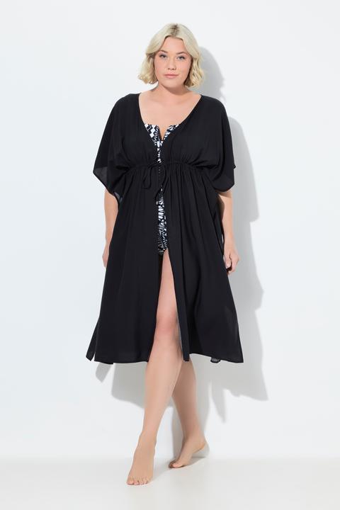 Immagine prodotto Ulla Popken Caffettano dal taglio oversize con laccetti intrecciati, scollo a V e mezze maniche (42, 44, 46, 48)