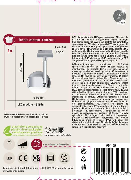 Produktbild Paulmann URail Spot Capsule II (420 lm)