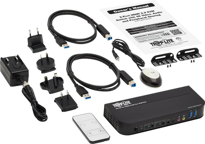 Produktbild Eaton 2-Port HDMI/USB KVM Switch 4K 60Hz HDR HDCP 2.2 IR USB Sharing USB 3.0 Cables