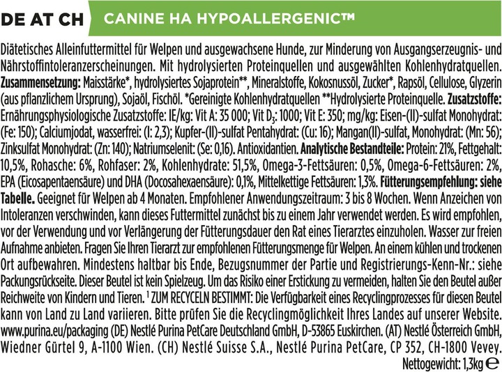 Image du produit Purina ONE Nourriture pour chiens PPVD HA hypoallergénique (Chiot + chaton, 1 pcs, 1300 g)