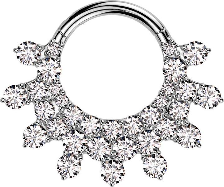 Produktbild Star Piercing Micro Segmentring klappbar silber Sonne Kristalle silber (Titan G23)