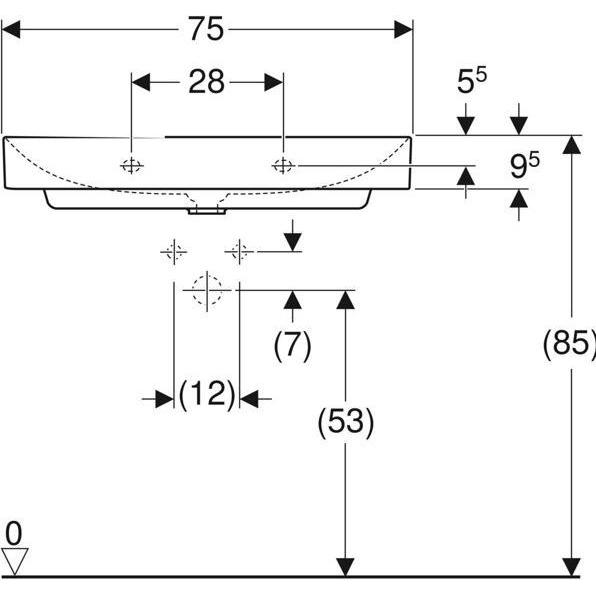 Thumbnail - Geberit, Waschbecken, ONE Waschtisch Abgang vertikal, 75x14x48cm, 505.02 (480 mm, 750 mm)
