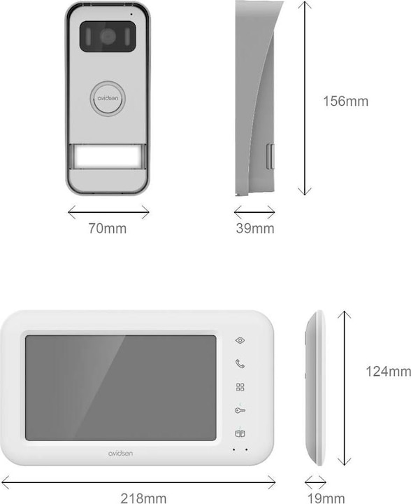 Actual product image Avidsen ELIA video door intercom wired complete set white, aluminium (Cable)