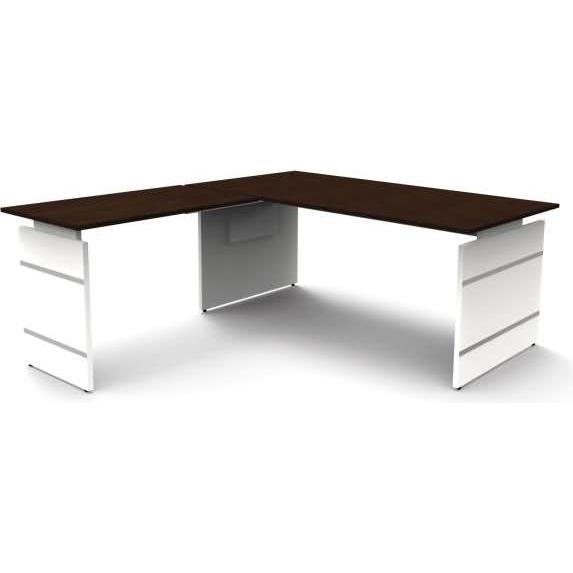 Kerkmann, Schreibtisch, Schreibtisch Form4 180 Wangen-Gestell 180x80x68-76cm / Anbau 100x60cm wenge