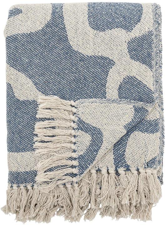 Bloomingville Decke Salobre 160 x 130 cm, Blau/Weiss (130 x 160 cm)