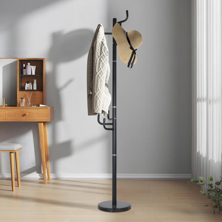 Produktbild Relaxdays - Garderobenständer mit Marmorfuss, Schwarz/Silber, 174 x 30 x 30 cm