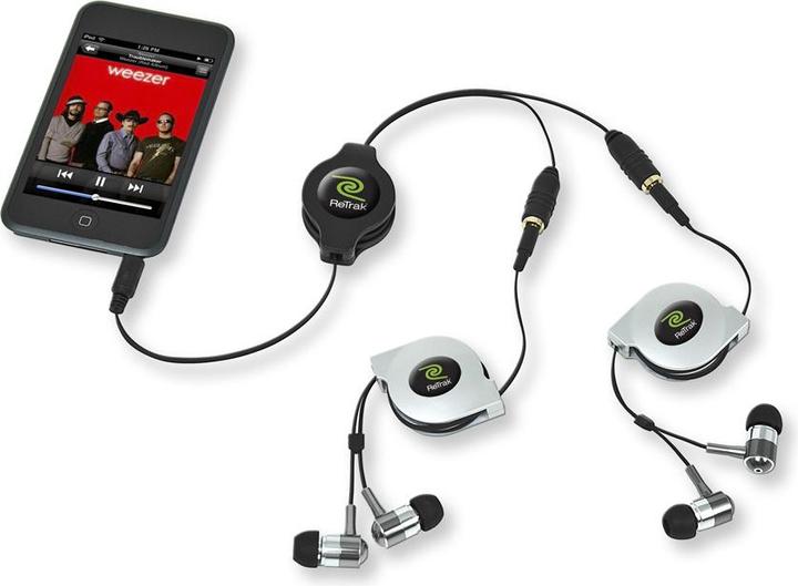 Immagine prodotto ReTrak Sdoppiatore per cuffie retrattile (1m, Jack da 3.5mm)